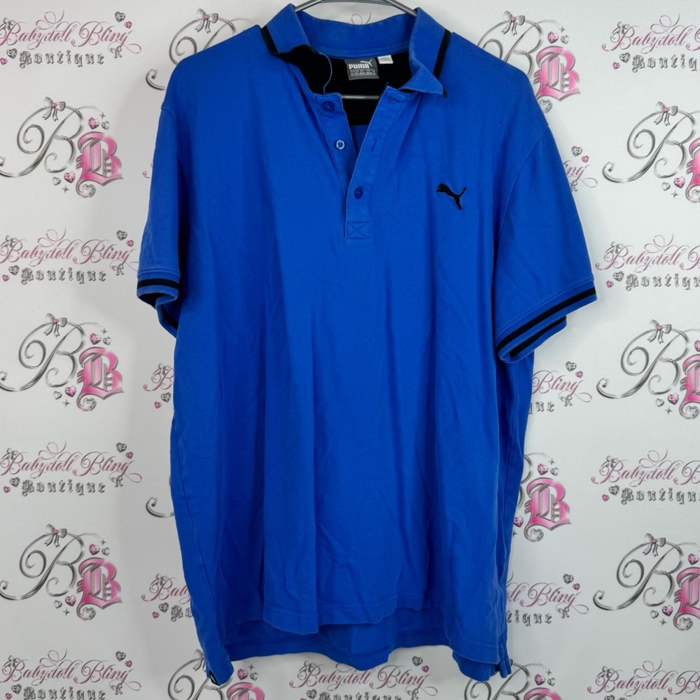 Puma polo shirt collared tshirt tee royal blue Men's Vibrant Blue Polo Shirt